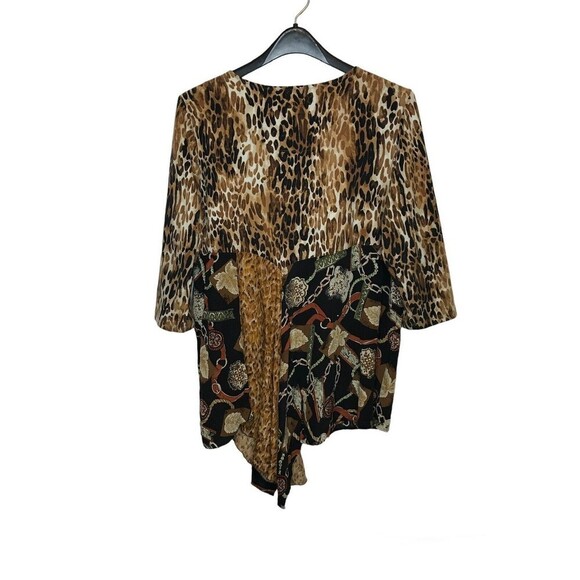 Jackie‎ O’riginals Womens Animal Print Mixed Media Top No Tag  L?? Asymmetrical - Picture 2 of 8